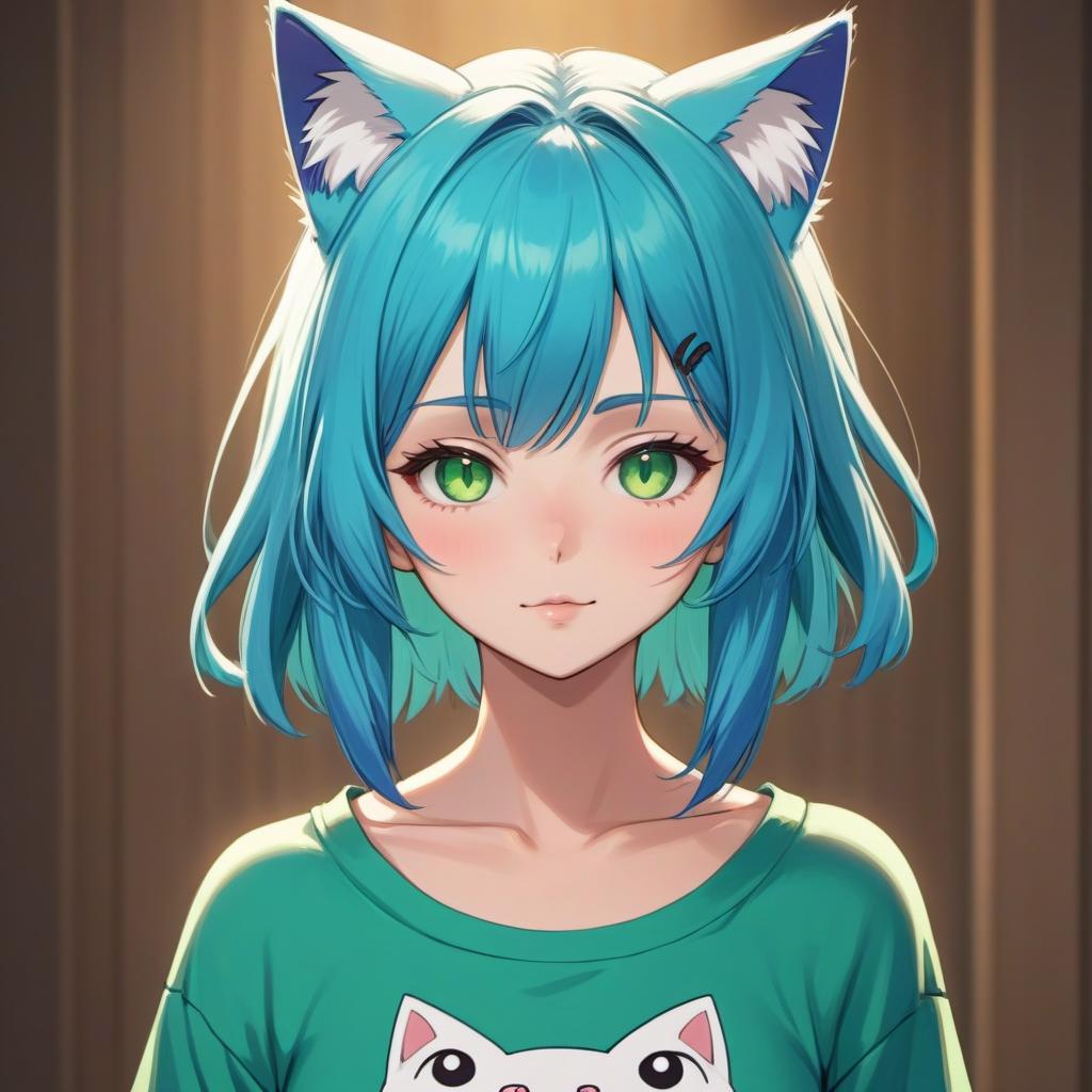  A digital artwork of a with cat ears and a tail, looking cute and . (ANIME:1.2), slavic woman, age 18, sad face, green eyes, bangs blue hair, skinny body, large , medium , , (crop top сlothes:1.2), 4k higly detailed, after face, flirting with the camera, ((full body)), ((full length)), drawing, painting, crayon, sketch, after face, flirting with the camera, (:1.2), s, ity, (:1.3), , ,(:1.1), (:1.1), (:1.1), anal, (POV:1.1), ((full ))