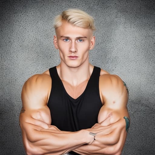 portrait+ style russian queer fitness instructor blonde very cute dude face