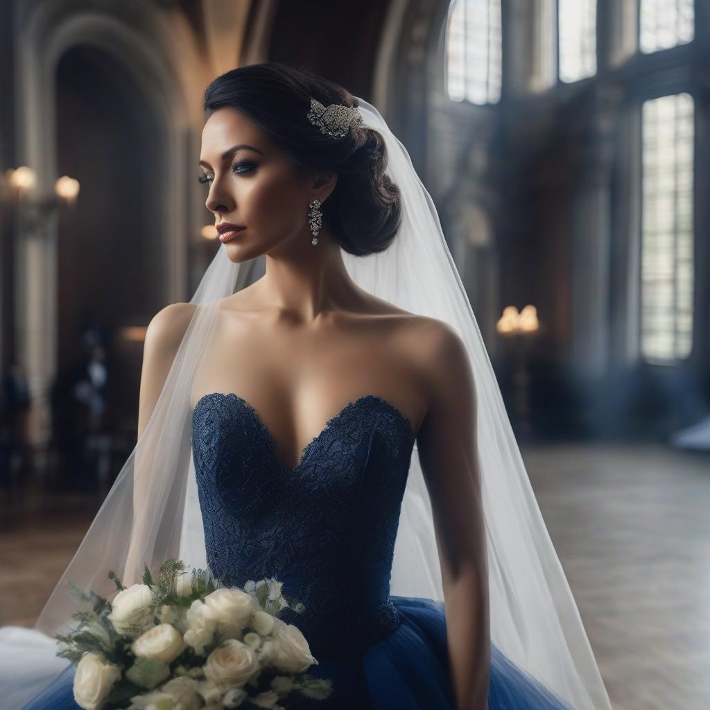  Sad beauty in a dark blue dress gets married in the 2010s. hyperrealistic, full body, detailed clothing, highly detailed, cinematic lighting, stunningly beautiful, intricate, sharp focus, f/1. 8, 85mm, (centered image composition), (professionally color graded), ((bright soft diffused light)), volumetric fog, trending on instagram, trending on tumblr, HDR 4K, 8K