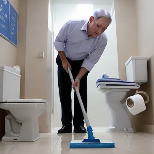  Benjamin Netanyahu, clean up toilet, sweep the floor