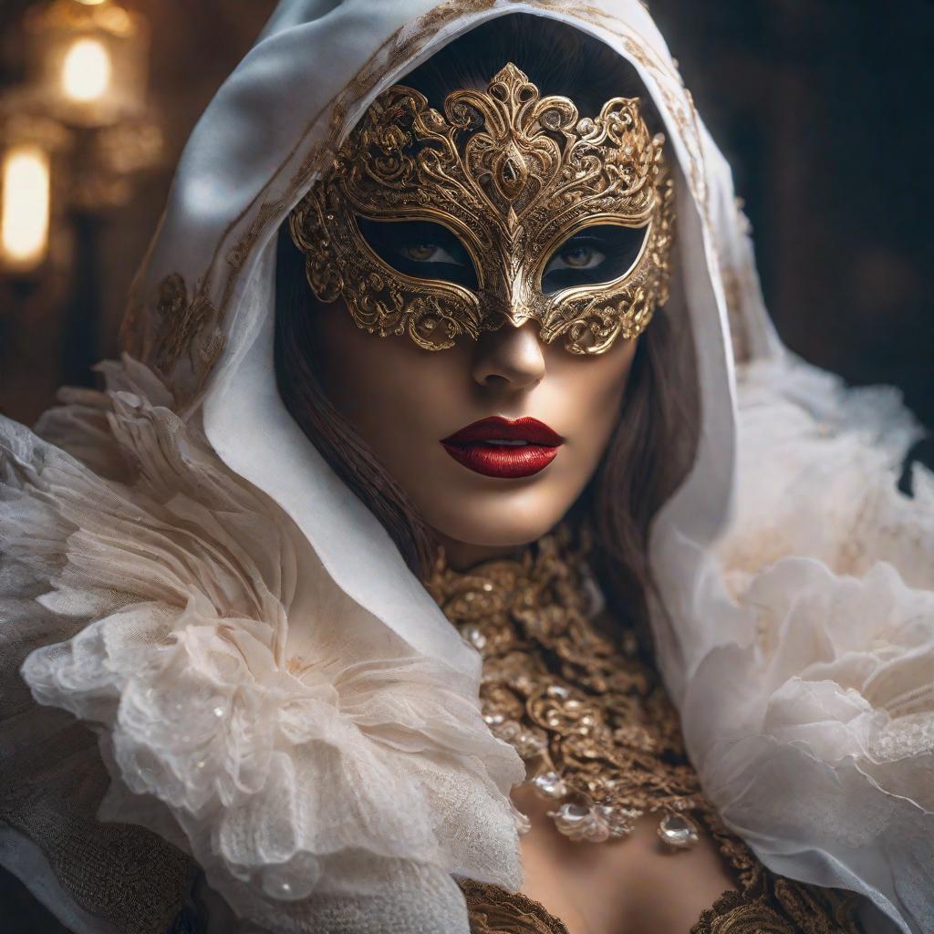  eyes peeking out of a mask hyperrealistic, full body, detailed clothing, highly detailed, cinematic lighting, stunningly beautiful, intricate, sharp focus, f/1. 8, 85mm, (centered image composition), (professionally color graded), ((bright soft diffused light)), volumetric fog, trending on instagram, trending on tumblr, HDR 4K, 8K