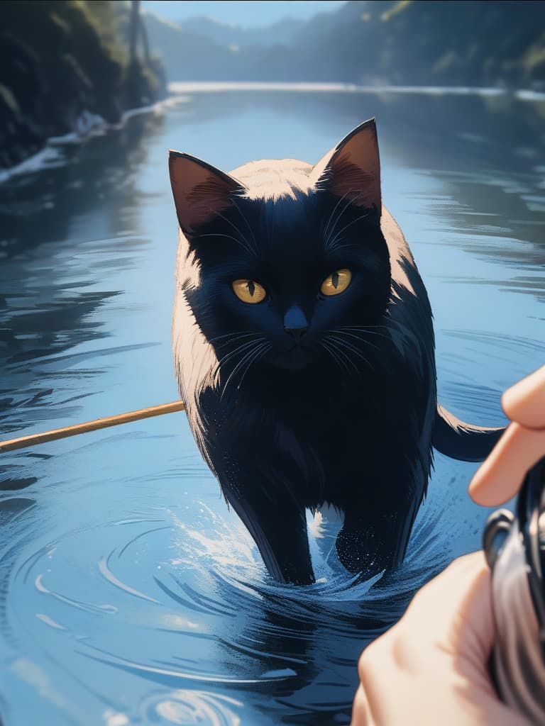  (small fish fishing:1.7、black cat that catches small fish、black cat fishing with a tail)、((icon、logo design:1.4、symbol design))、black cat & small fish、on the frozen lake、best quality:1.4、masterpiece:1.4、ultra detailed texture、RAW photorealistic、absurd resolution、8K illustration、no background、💩、💩、💩、💩、💩、, masterpiece, best quality,8k,ultra detailed,high resolution,an extremely delicate and beautiful,hyper detail