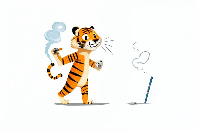 "Tiger smoking a cigarette", whole body