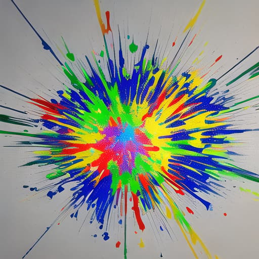  Music note exploding into drops of paint