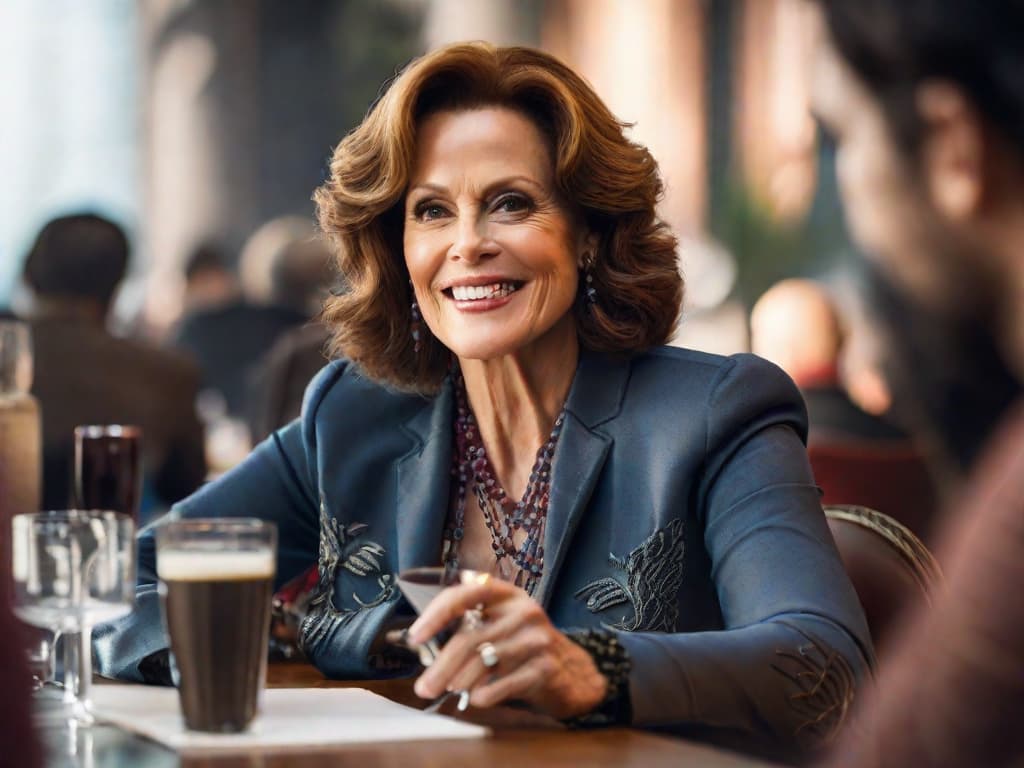  Image description: A photo of Sigourney Weaver sitting at a table with a script in her hand, talking to a group of people who appear to be producers and directors. She is smiling and engaged in the conversation, conveying a sense of excitement and anticipation for her potential role in "The Mandalorian & Grogu."digital art, ilustration hyperrealistic, full body, detailed clothing, highly detailed, cinematic lighting, stunningly beautiful, intricate, sharp focus, f/1. 8, 85mm, (centered image composition), (professionally color graded), ((bright soft diffused light)), volumetric fog, trending on instagram, trending on tumblr, HDR 4K, 8K