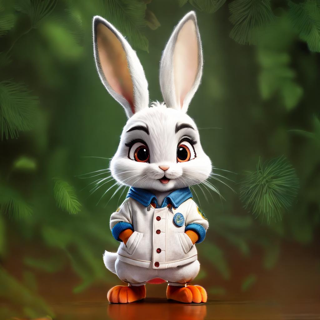  A whimsical scene in a lush, enchanted forest featuring a fluffy rabbit with long, flowing ears and a soft, cottontail. The rabbit is surrounded by vibrant flora and fauna, including mushrooms, ferns, and glowing flowers. The lighting is soft and diffused, with a dreamlike quality. The style is reminiscent of a fairy tale, with intricate details and a touch of magic. style Painting, styles for printing, advanced detail processing., best quality, ultrahigh resolution, highly detailed, (sharp focus), masterpiece, (centered image composition), (professionally color graded), ((bright soft diffused light)), trending on instagram, trending on tumblr, HDR 4K