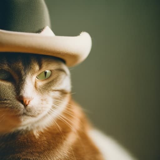 analog style cat wearing cowboy hat with sexy smile