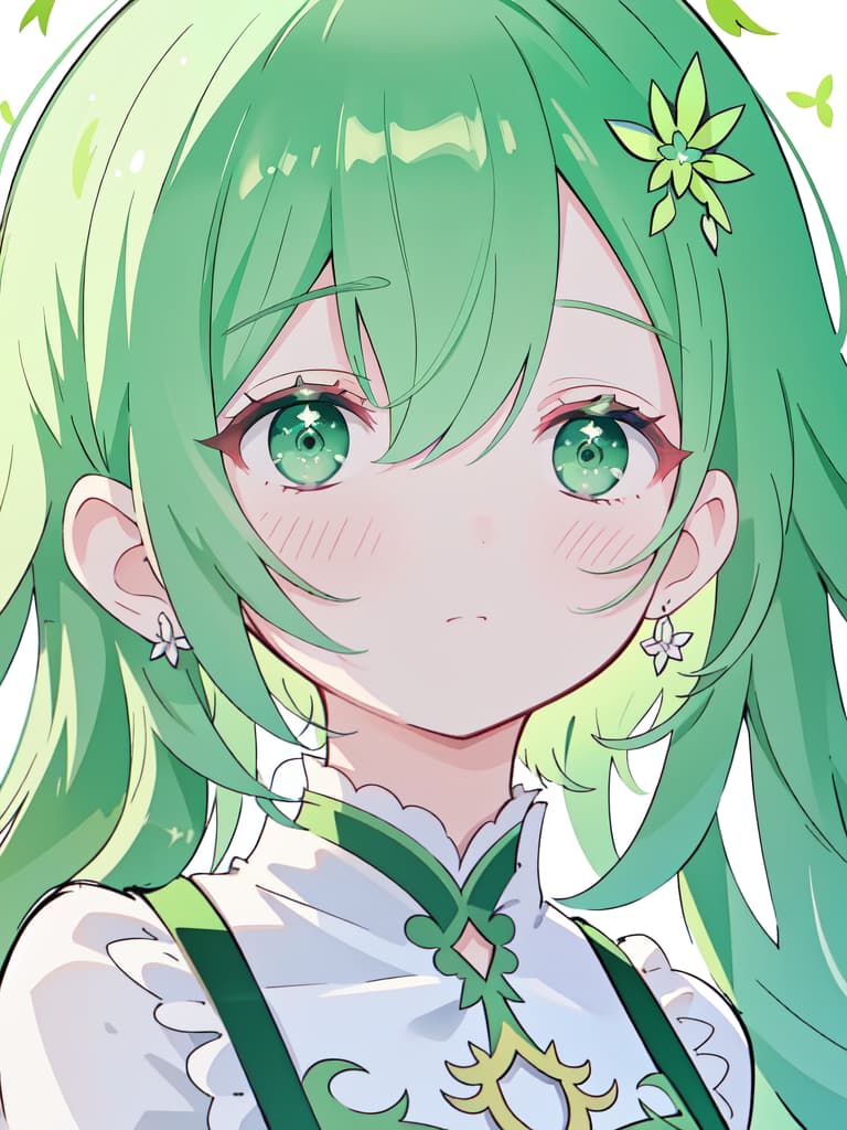  Peace of use of green hair characters, detailed subjects, precision shadows, delicate lines, detailed fine lines, ultra high quality, 4K, 8K, masterpiece, best quality,8k,ultra detailed,high resolution,an extremely delicate and beautiful,hyper detail