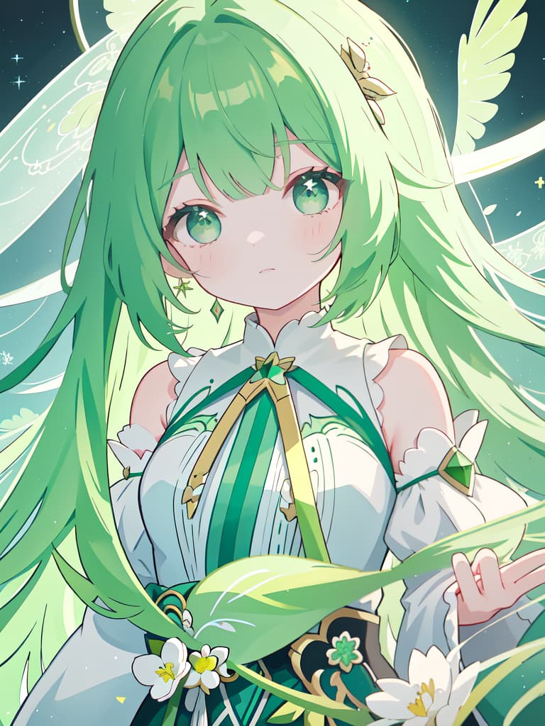  Only one of the green hair characters is long bangs, masterpiece, best quality,8k,ultra detailed,high resolution,an extremely delicate and beautiful,hyper detail