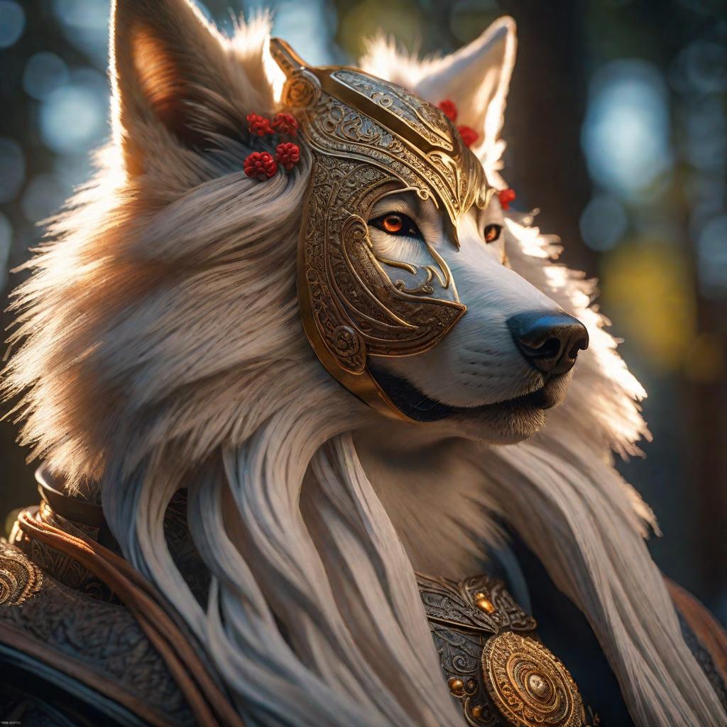  sanin inu hyperrealistic, full body, detailed clothing, highly detailed, cinematic lighting, stunningly beautiful, intricate, sharp focus, f/1. 8, 85mm, (centered image composition), (professionally color graded), ((bright soft diffused light)), volumetric fog, trending on instagram, trending on tumblr, HDR 4K, 8K