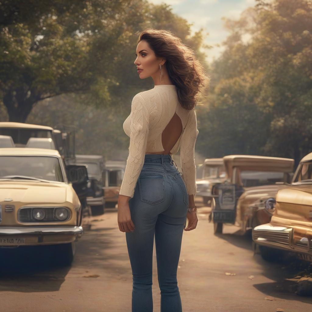  A in a bodysuit, a wrap around her thigh, fair skin on her body, , dark hair, wide smile, mouth open, standing tall, nothing else, alone, around nothing, view from behind, below, standing tall, leaned over, everything visible. hyperrealistic, full body, detailed clothing, highly detailed, cinematic lighting, stunningly beautiful, intricate, sharp focus, f/1. 8, 85mm, (centered image composition), (professionally color graded), ((bright soft diffused light)), volumetric fog, trending on instagram, trending on tumblr, HDR 4K, 8K