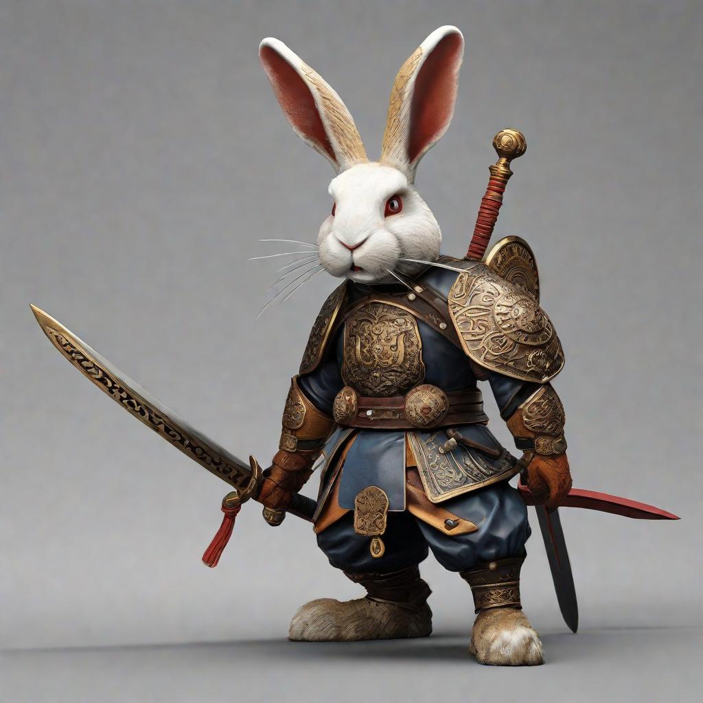  masterpiece, best quality, warrior rabbit with sword