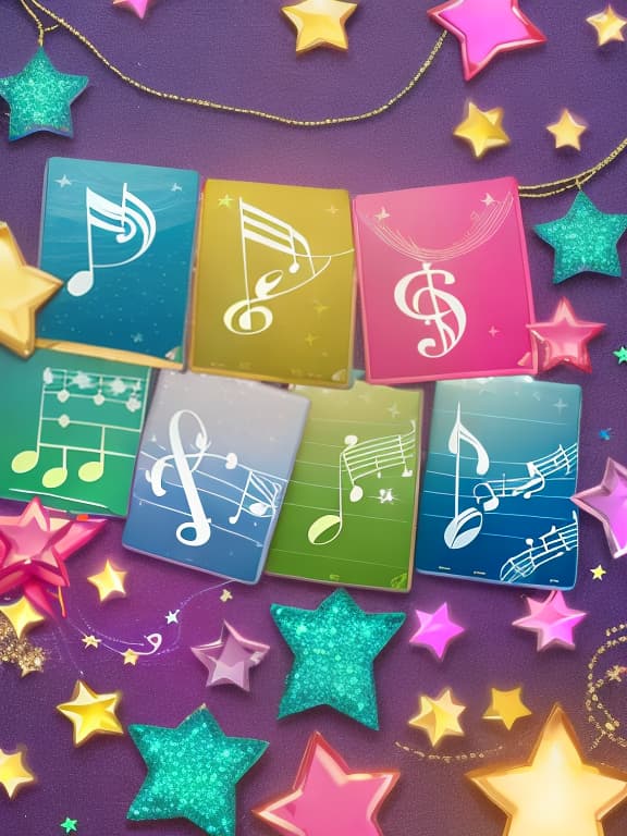  Cute musical notes and sparkling stars and gems wallpaper