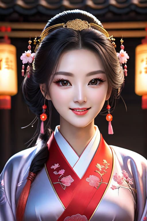  best quality, masterpiece, highres, 1girl,blush,(seductive smile:0.8),star shaped pupils,china hanfu,hair ornament,necklace, jewelry,Beautiful face,upon body, tyndall effect,photorealistic, dark studio, rim lighting, two tone lighting,(high detailed skin:1.2), 8k uhd, dslr, soft lighting, high quality, volumetric lighting, candid, Photograph, high resolution, 4k, 8k, Bokeh hyperrealistic, full body, detailed clothing, highly detailed, cinematic lighting, stunningly beautiful, intricate, sharp focus, f/1. 8, 85mm, (centered image composition), (professionally color graded), ((bright soft diffused light)), volumetric fog, trending on instagram, trending on tumblr, HDR 4K, 8K