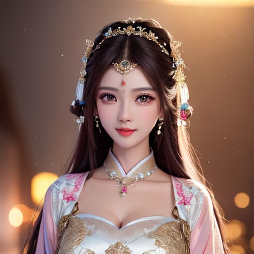  best quality, masterpiece, highres, 1girl,blush,(seductive smile:0.8),star shaped pupils,china hanfu,hair ornament,necklace, jewelry,Beautiful face,upon body, tyndall effect,photorealistic, dark studio, rim lighting, two tone lighting,(high detailed skin:1.2), 8k uhd, dslr, soft lighting, high quality, volumetric lighting, candid, Photograph, high resolution, 4k, 8k, Bokeh hyperrealistic, full body, detailed clothing, highly detailed, cinematic lighting, stunningly beautiful, intricate, sharp focus, f/1. 8, 85mm, (centered image composition), (professionally color graded), ((bright soft diffused light)), volumetric fog, trending on instagram, trending on tumblr, HDR 4K, 8K