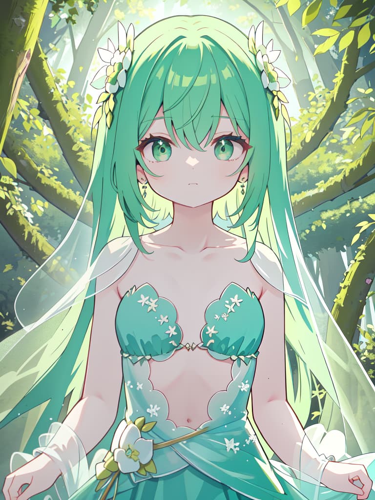  Beautiful collarbones and ribs of green hair characters, masterpiece, best quality,8k,ultra detailed,high resolution,an extremely delicate and beautiful,hyper detail