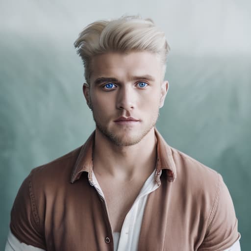 portrait+ style Russian queer soap actor blonde hunk dude face