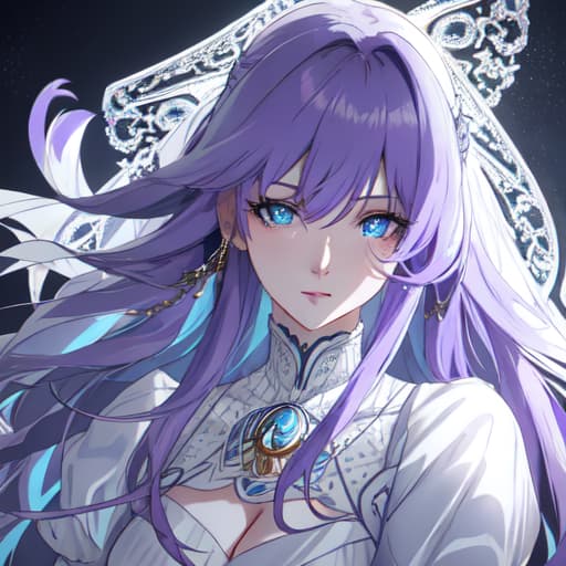  a girl manhua character with purple hair and bright soft blue eyes with white skin wearing noble dress hyperrealistic, full body, detailed clothing, highly detailed, cinematic lighting, stunningly beautiful, intricate, sharp focus, f/1. 8, 85mm, (centered image composition), (professionally color graded), ((bright soft diffused light)), volumetric fog, trending on instagram, trending on tumblr, HDR 4K, 8K