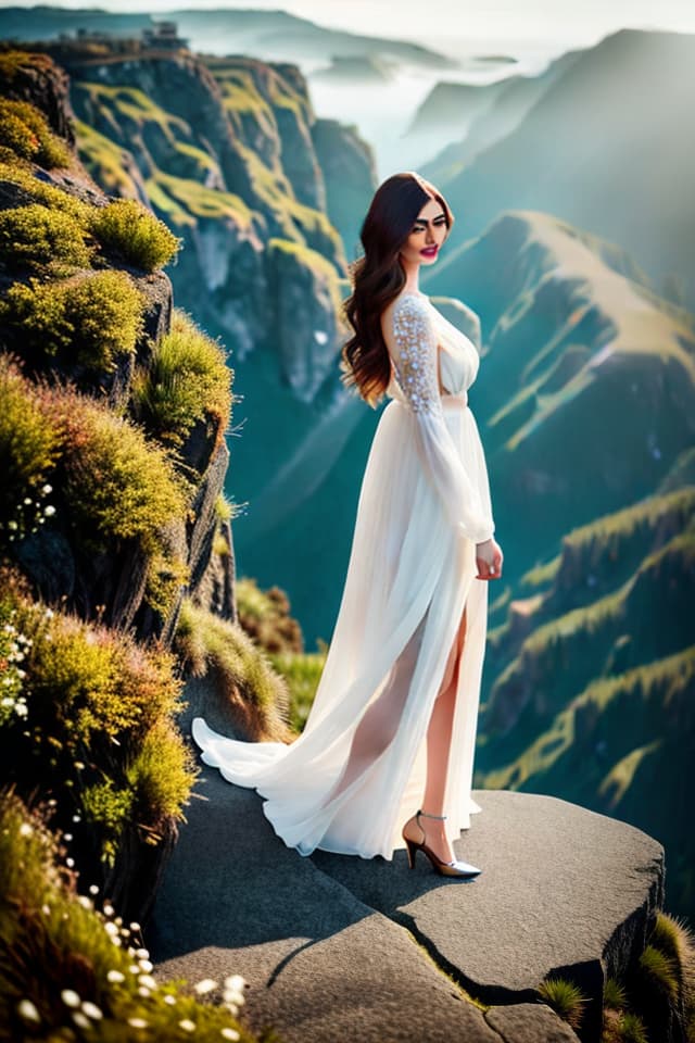  True, full body photos, looking up, girl, cliff, natural light hyperrealistic, full body, detailed clothing, highly detailed, cinematic lighting, stunningly beautiful, intricate, sharp focus, f/1. 8, 85mm, (centered image composition), (professionally color graded), ((bright soft diffused light)), volumetric fog, trending on instagram, trending on tumblr, HDR 4K, 8K
