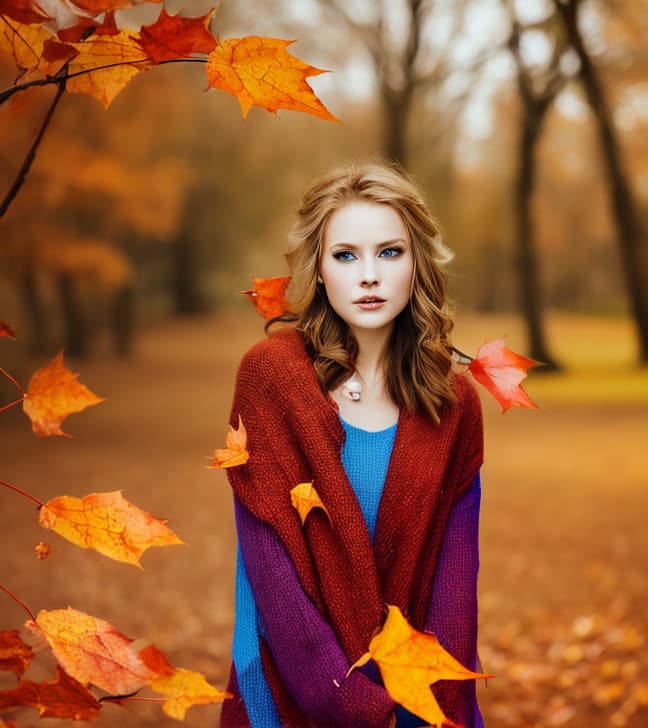 portrait+ style Eyes sparkled with the vibrant colors of autumn leaves