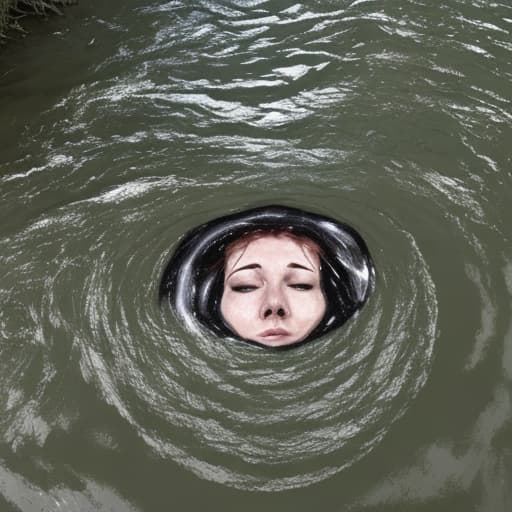  woman's head drowning in the river