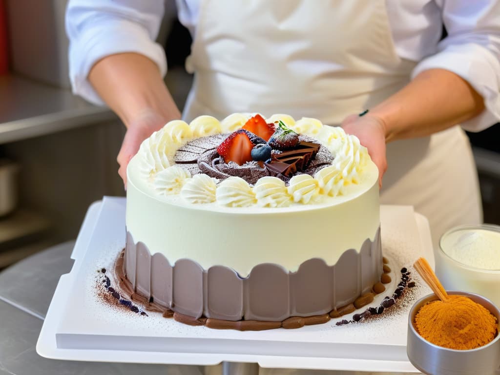  An ultradetailed black and white closeup image of Christina Tosi's hands meticulously crafting a signature Milk Bar dessert, with a focus on the intricate movements and precision involved in her baking process. Each sprinkle and swirl is perfectly placed on the dessert, showcasing the artistry and dedication behind the creation of her renowned treats. hyperrealistic, full body, detailed clothing, highly detailed, cinematic lighting, stunningly beautiful, intricate, sharp focus, f/1. 8, 85mm, (centered image composition), (professionally color graded), ((bright soft diffused light)), volumetric fog, trending on instagram, trending on tumblr, HDR 4K, 8K