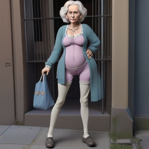  granny anorexia en calzones en la calle