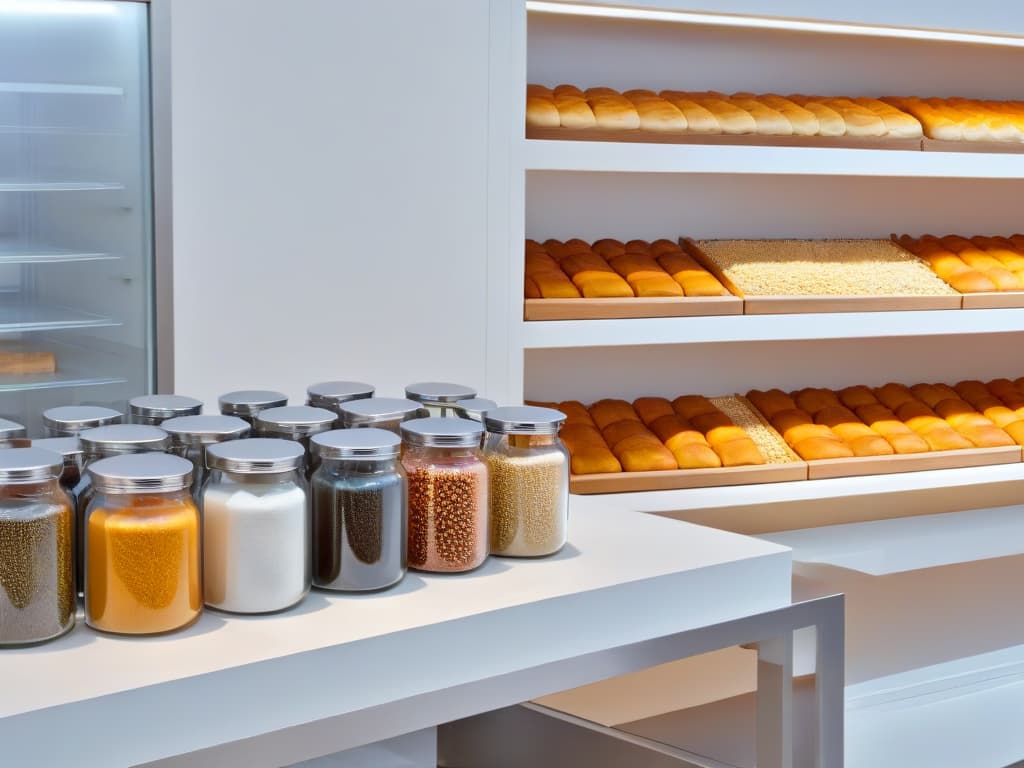  An ultradetailed, minimalist image of a sleek, modern bakery kitchen with stainless steel countertops, pristine white walls, and a row of neatly organized glass jars filled with birch sugar crystals catching the light. The focus is on the simplicity and elegance of the space, highlighting the versatility of birch sugar in modern pastry making. hyperrealistic, full body, detailed clothing, highly detailed, cinematic lighting, stunningly beautiful, intricate, sharp focus, f/1. 8, 85mm, (centered image composition), (professionally color graded), ((bright soft diffused light)), volumetric fog, trending on instagram, trending on tumblr, HDR 4K, 8K