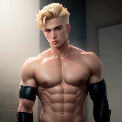  shirtless young handsome male vampire with short blonde hair and blue eyes and a lean well toned build , hyperrealistic, high quality, highly detailed, perfect lighting, intricate, sharp focus, f/1. 8, 85mm, (centered image composition), (professionally color graded), ((bright soft diffused light)), trending on instagram, HDR 4K, 8K