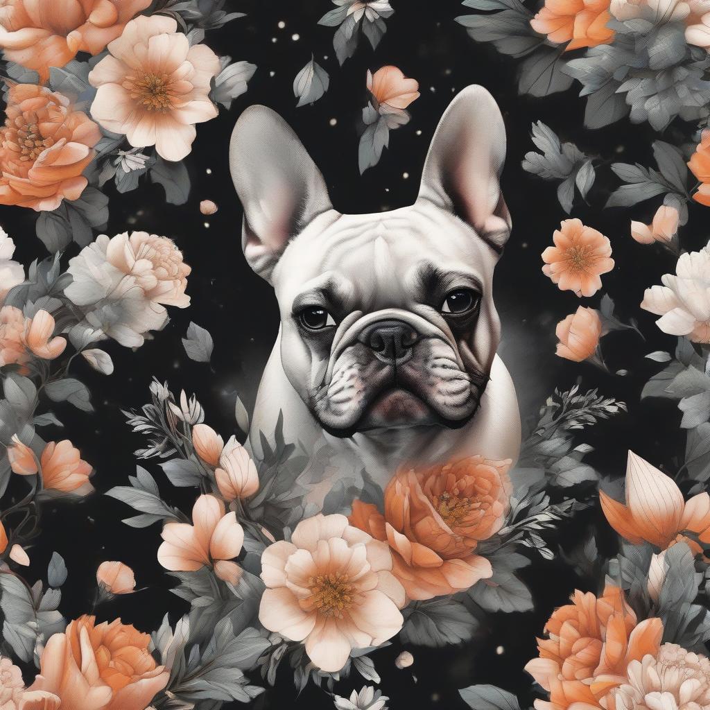  STICKER, A detailed illustration a print of vivid black and white french bulldog head , fantasy flowers splash, vintage t shirt design, in the style of Studio Ghibli, white and orange flora pastel tetradic colors, 3D vector art, cute and quirky, fantasy art, watercolor effect, bokeh, Adobe Illustrator, hand drawn, digital painting, low poly, soft lighting, bird's eye view, isometric style, retro aesthetic, focused on the character, 4K resolution, photorealistic rendering, using Cinema 4D hyperrealistic, full body, detailed clothing, highly detailed, cinematic lighting, stunningly beautiful, intricate, sharp focus, f/1. 8, 85mm, (centered image composition), (professionally color graded), ((bright soft diffused light)), volumetric fog, trending on instagram, trending on tumblr, HDR 4K, 8K