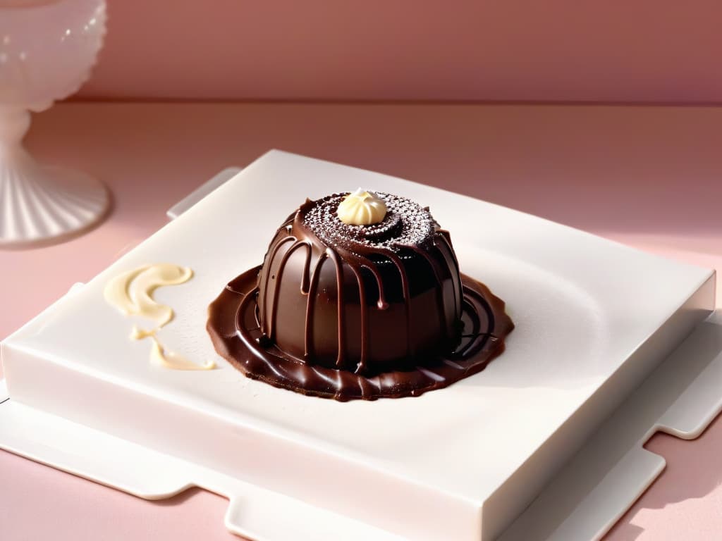  A closeup, ultradetailed image of a hand holding a glossy, perfectly tempered chocolate truffle, captured under bright studio lighting to showcase its smooth surface and intricate swirls of decoration. The truffle sits on a sleek, minimalist plate, emphasizing the precise craftsmanship and attention to detail required when working with chocolate in pastry making. hyperrealistic, full body, detailed clothing, highly detailed, cinematic lighting, stunningly beautiful, intricate, sharp focus, f/1. 8, 85mm, (centered image composition), (professionally color graded), ((bright soft diffused light)), volumetric fog, trending on instagram, trending on tumblr, HDR 4K, 8K