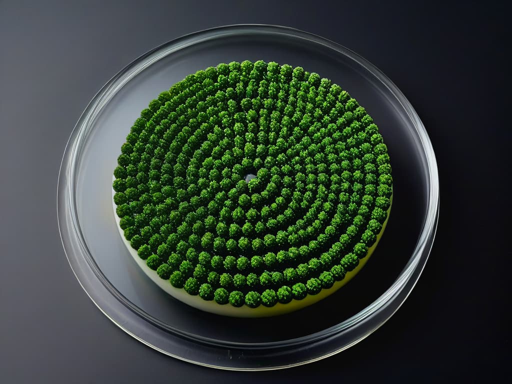  An intricate, highresolution image of a transparent petri dish filled with colorful, spherical molecular gastronomy caviars in various sizes, resting on a sleek, reflective black surface. The caviars glisten under a soft, focused spotlight, highlighting their molecular structure and vibrant hues of red, green, and yellow. The background is dark and blurred, enhancing the minimalist aesthetic and drawing attention to the exquisite details of the scientific and sweet fusion in molecular gastronomy. hyperrealistic, full body, detailed clothing, highly detailed, cinematic lighting, stunningly beautiful, intricate, sharp focus, f/1. 8, 85mm, (centered image composition), (professionally color graded), ((bright soft diffused light)), volumetric fog, trending on instagram, trending on tumblr, HDR 4K, 8K