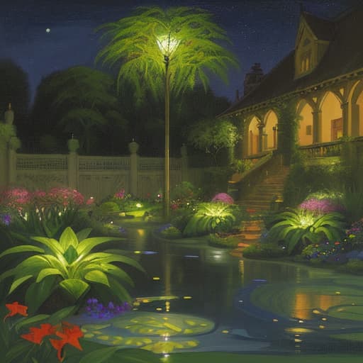  painting of night garden