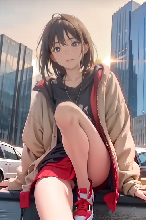  Realistic image of a ing her legs her 