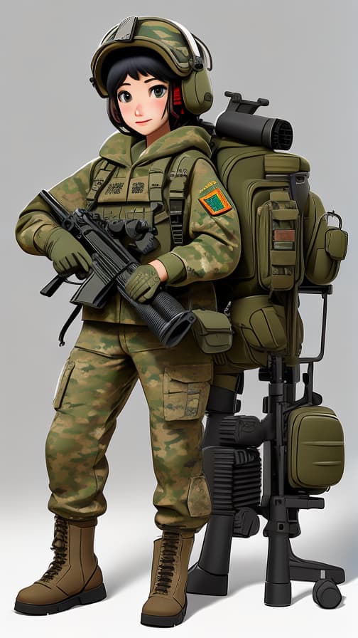  U.S. Army full equipment military equipment camouflage two-headed rifle girl cyber