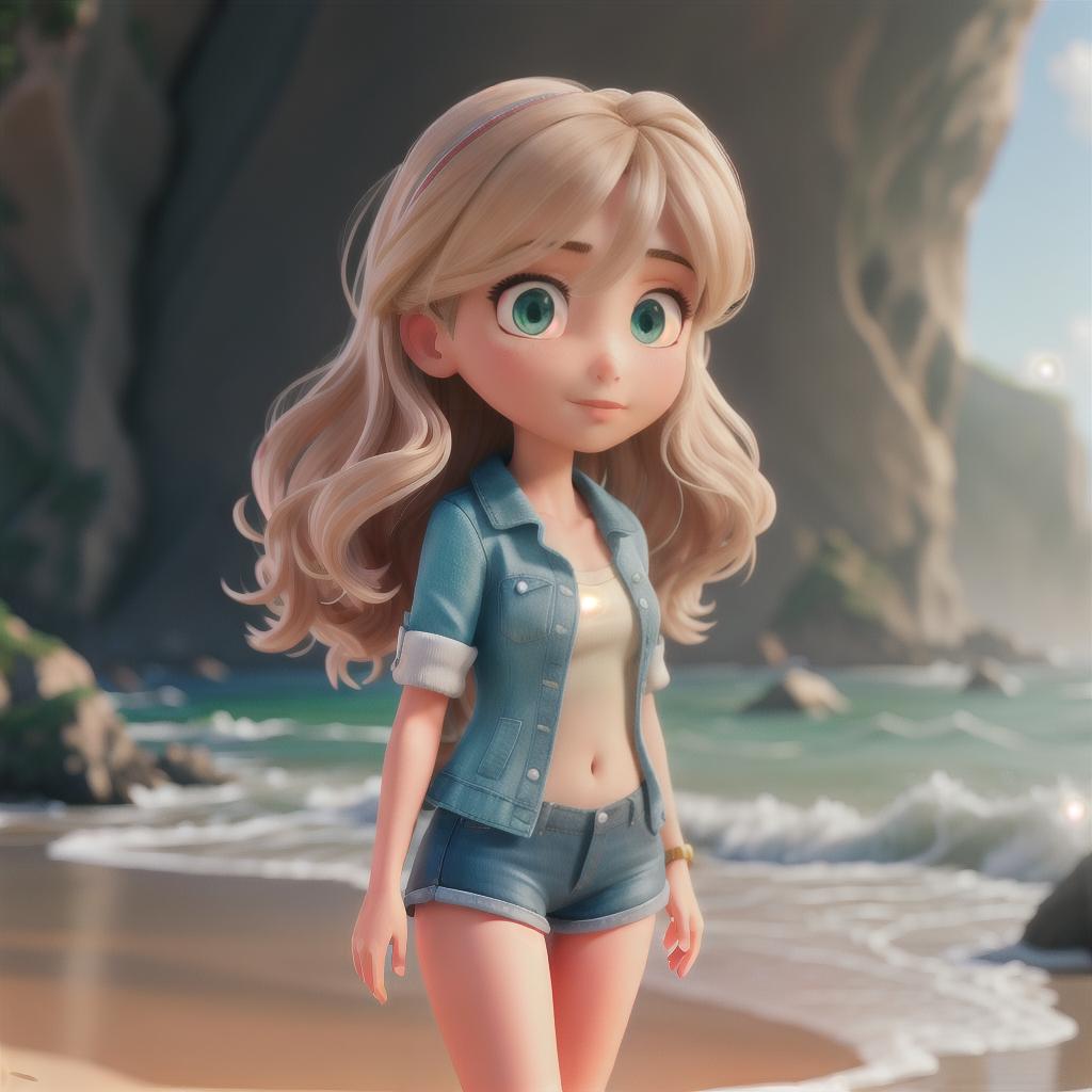  Girl on the beach hyperrealistic, full body, detailed clothing, highly detailed, cinematic lighting, stunningly beautiful, intricate, sharp focus, f/1. 8, 85mm, (centered image composition), (professionally color graded), ((bright soft diffused light)), volumetric fog, trending on instagram, trending on tumblr, HDR 4K, 8K