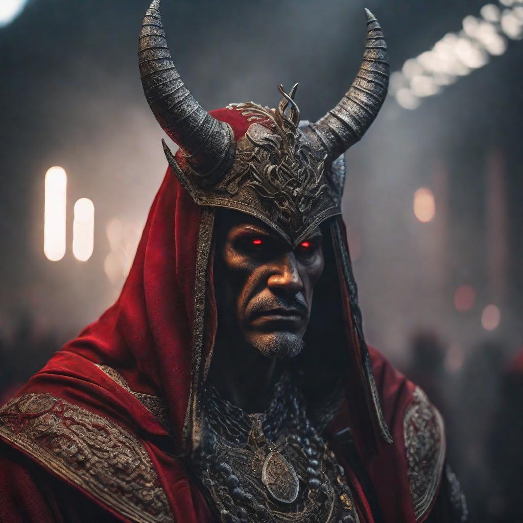  Satanás hyperrealistic, full body, detailed clothing, highly detailed, cinematic lighting, stunningly beautiful, intricate, sharp focus, f/1. 8, 85mm, (centered image composition), (professionally color graded), ((bright soft diffused light)), volumetric fog, trending on instagram, trending on tumblr, HDR 4K, 8K