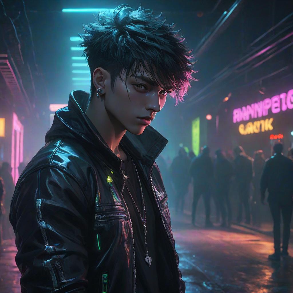  a close up of a guy wearing a jacket, bladee from drain gang, epic album art cover, dramatic low key neon lighting, emotions. fantasy, nightclub, hyperrealistic, full body, detailed clothing, highly detailed, cinematic lighting, stunningly beautiful, intricate, sharp focus, f/1. 8, 85mm, (centered image composition), (professionally color graded), ((bright soft diffused light)), volumetric fog, trending on instagram, trending on tumblr, HDR 4K, 8K