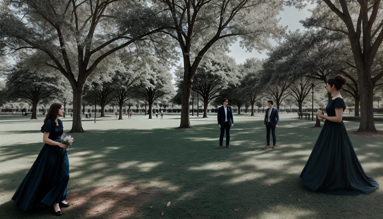  digital ilration, Daniel and Sophie, each holding a , engaging in activities together in a park, mutual participation, parenting, looking at viewer, dynamic pose, (intricate details, masterpiece, best quality)