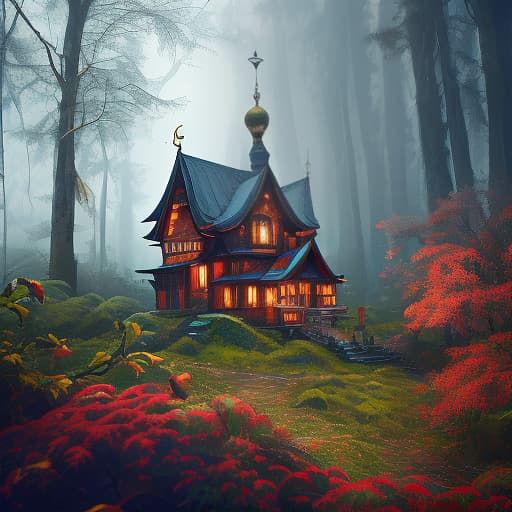  Russian fairy tale, a house on chicken legs, Baba Yaga, cat, pestle, mortar, dark forest, smetana, sheehtel., geometric , structural , aesthetic , by Julius Shulman, Andreas Gursky, Iwan Baan, Berenice Abbott, Hiroshi Sugimoto hyperrealistic, full body, detailed clothing, highly detailed, cinematic lighting, stunningly beautiful, intricate, sharp focus, f/1. 8, 85mm, (centered image composition), (professionally color graded), ((bright soft diffused light)), volumetric fog, trending on instagram, trending on tumblr, HDR 4K, 8K