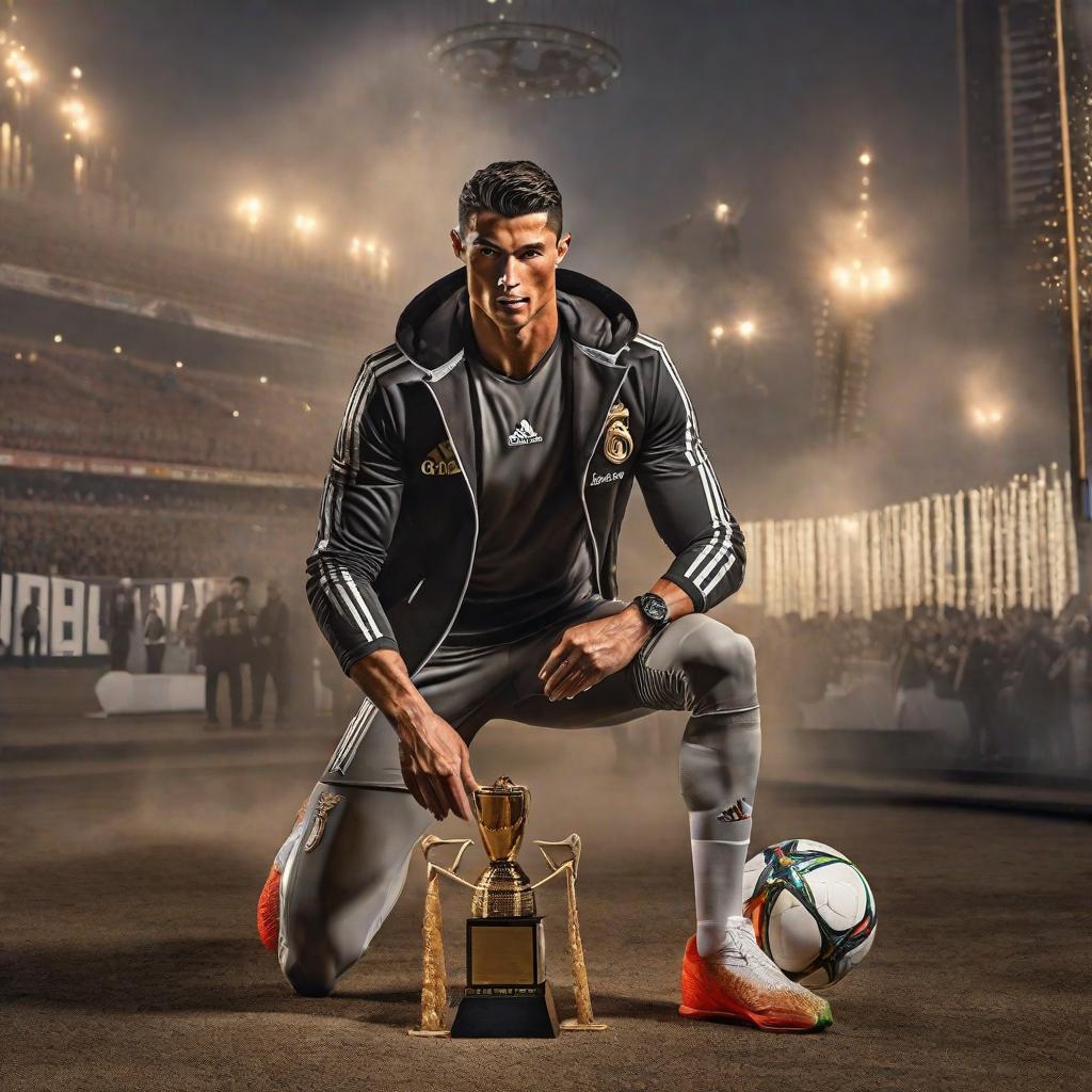  CREA UNA IMAGEN DE CRISTIANO RONALDO SELEBRANDO CON COPAS hyperrealistic, full body, detailed clothing, highly detailed, cinematic lighting, stunningly beautiful, intricate, sharp focus, f/1. 8, 85mm, (centered image composition), (professionally color graded), ((bright soft diffused light)), volumetric fog, trending on instagram, trending on tumblr, HDR 4K, 8K