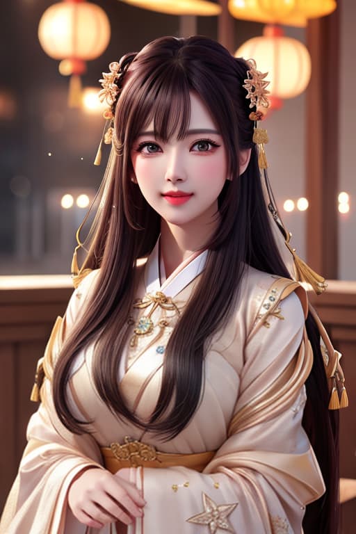  best quality, masterpiece, highres, 1girl,blush,(seductive smile:0.8),star shaped pupils,china hanfu,hair ornament,necklace, jewelry,Beautiful face,upon body, tyndall effect,photorealistic, dark studio, rim lighting, two tone lighting,(high detailed skin:1.2), 8k uhd, dslr, soft lighting, high quality, volumetric lighting, candid, Photograph, high resolution, 4k, 8k, Bokeh hyperrealistic, full body, detailed clothing, highly detailed, cinematic lighting, stunningly beautiful, intricate, sharp focus, f/1. 8, 85mm, (centered image composition), (professionally color graded), ((bright soft diffused light)), volumetric fog, trending on instagram, trending on tumblr, HDR 4K, 8K