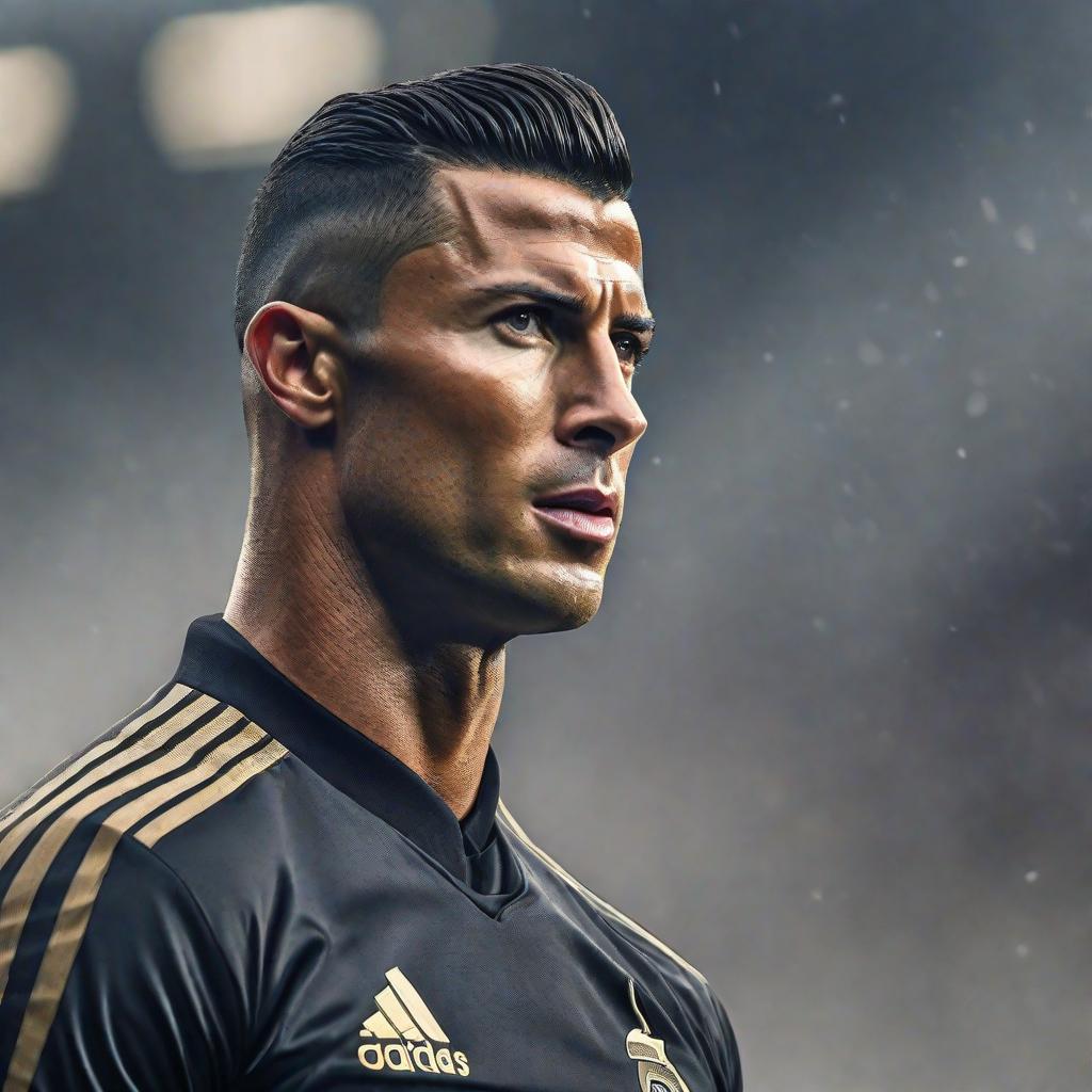  CR7 hyperrealistic, full body, detailed clothing, highly detailed, cinematic lighting, stunningly beautiful, intricate, sharp focus, f/1. 8, 85mm, (centered image composition), (professionally color graded), ((bright soft diffused light)), volumetric fog, trending on instagram, trending on tumblr, HDR 4K, 8K