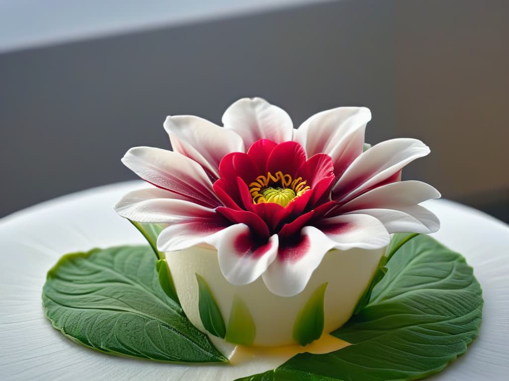  A closeup, ultradetailed image of a delicate, intricately designed sugar flower being meticulously crafted by a master pastry chef's skilled hands. The focus is on the chef's precise movements, capturing the artistry and precision required in the world of gourmet pastry making. The background is softly blurred, emphasizing the elegance and sophistication of the culinary creation. hyperrealistic, full body, detailed clothing, highly detailed, cinematic lighting, stunningly beautiful, intricate, sharp focus, f/1. 8, 85mm, (centered image composition), (professionally color graded), ((bright soft diffused light)), volumetric fog, trending on instagram, trending on tumblr, HDR 4K, 8K