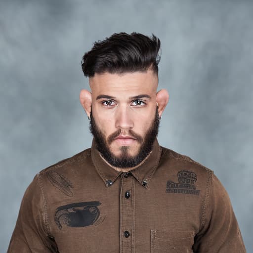 portrait+ style UFC artist queer brunette hunk dude face