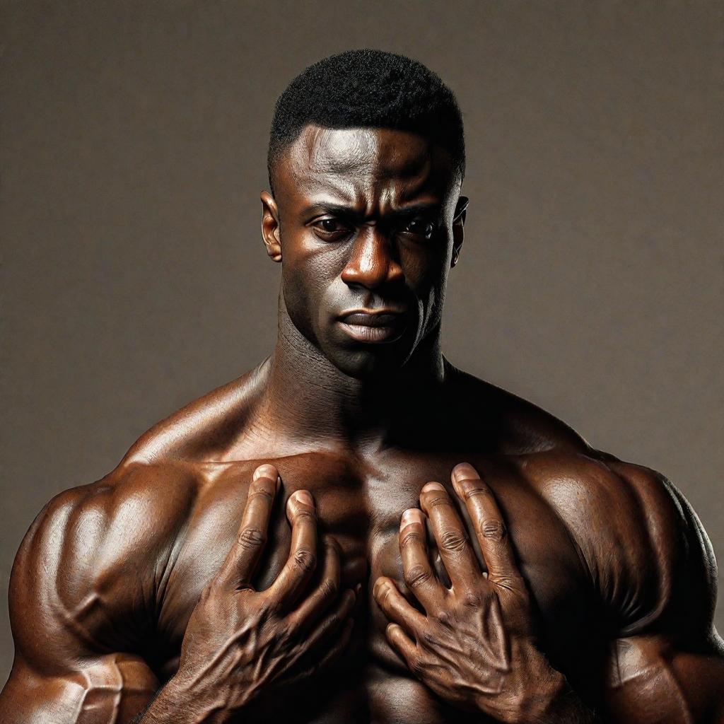  black man coming out a great muscled heart