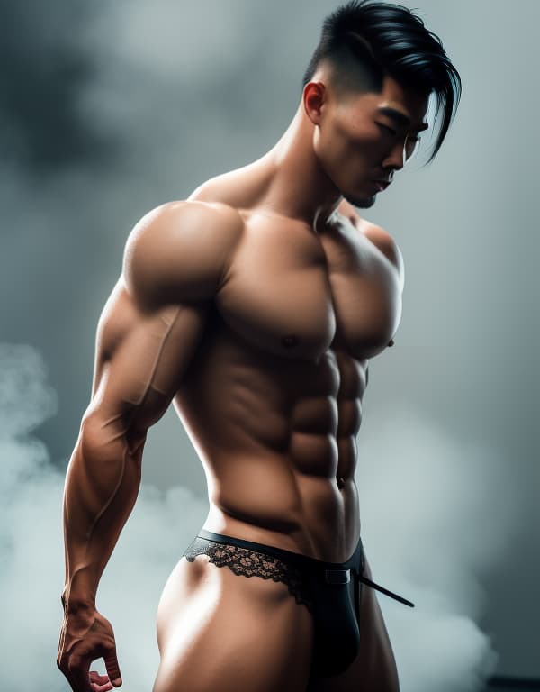  muscle, tattooed Chinese beautiful boy with white lace, lifting his ass， whole body，chest hair hyperrealistic, full body, detailed clothing, highly detailed, cinematic lighting, stunningly beautiful, intricate, sharp focus, f/1. 8, 85mm, (centered image composition), (professionally color graded), ((bright soft diffused light)), volumetric fog, trending on instagram, trending on tumblr, HDR 4K, 8K