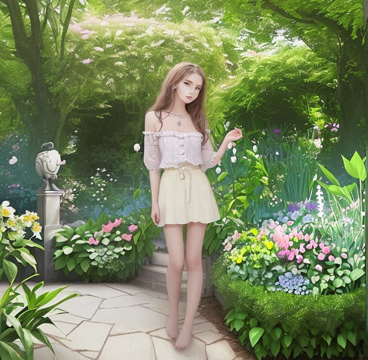  a beautiful girl and dream garden