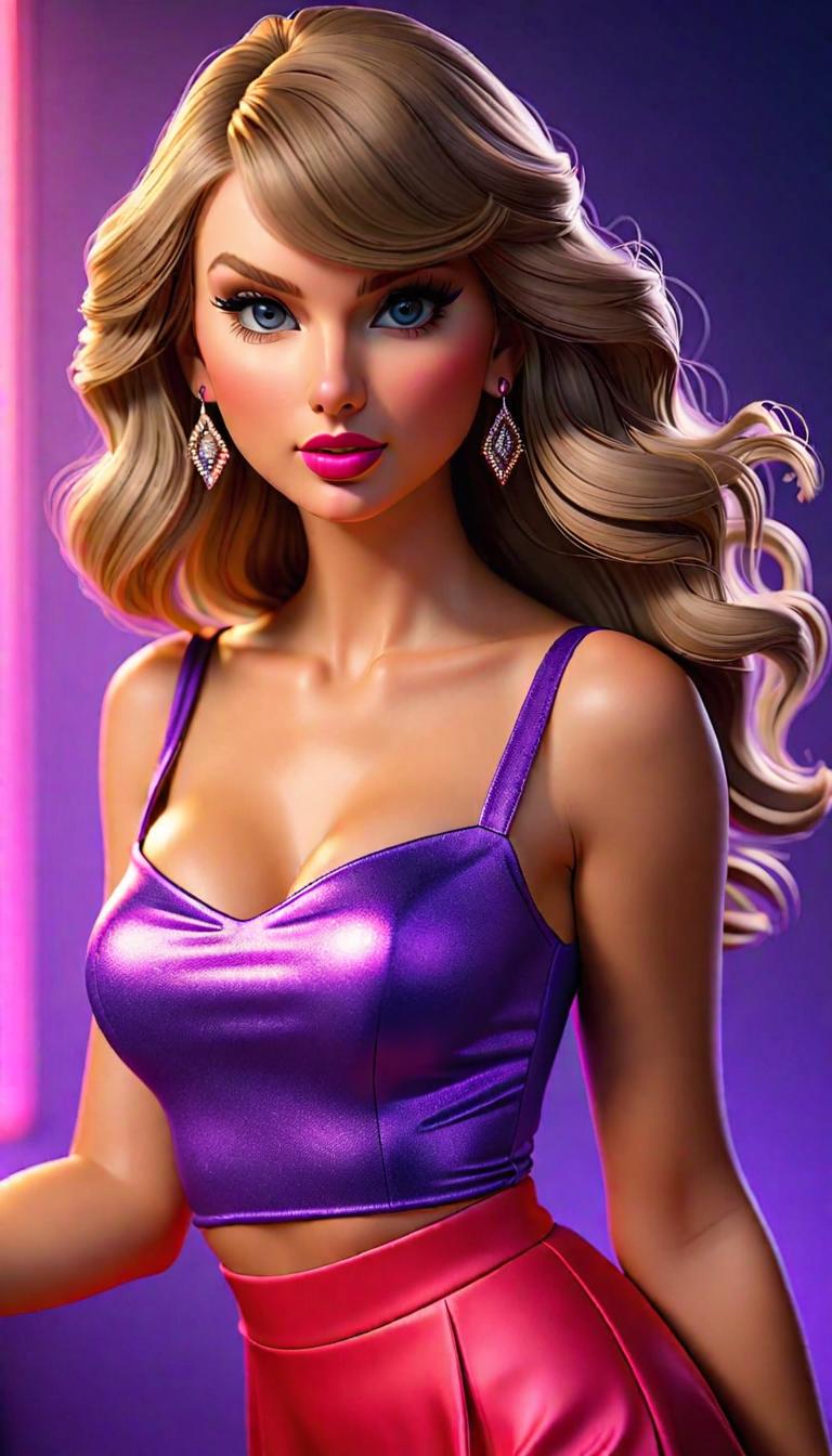  Professional 3D model of Taylor Swift wearing purple spandex . Rendered with Octane, the model is highly detailed,dramatic lighting. hyperrealistic, full body, detailed clothing, highly detailed, cinematic lighting, stunningly beautiful, intricate, sharp focus, f/1. 8, 85mm, (centered image composition), (professionally color graded), ((bright soft diffused light)), volumetric fog, trending on instagram, trending on tumblr, HDR 4K, 8K