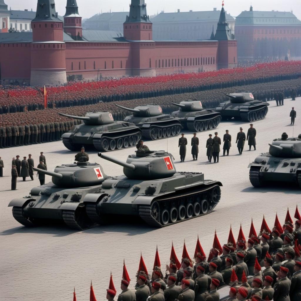  Tanks in the column, parade, red square, tanks of the Third Reich, German tanks